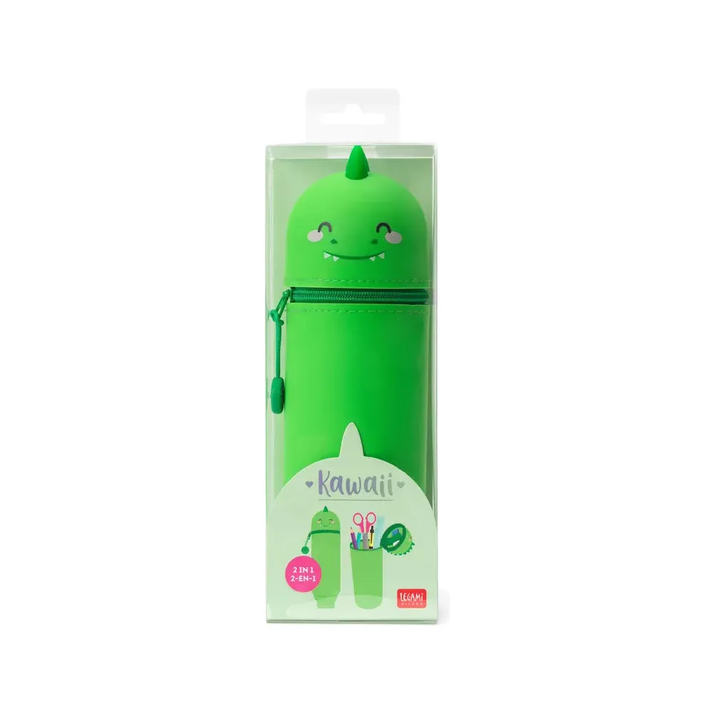 2-In-1 Silicone Pencil Case - Kawaii - Dino - Image 4