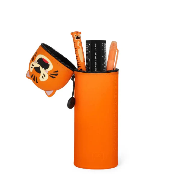 2-In-1 Silicone Pencil Case - Kawaii - Tiger - Image 2