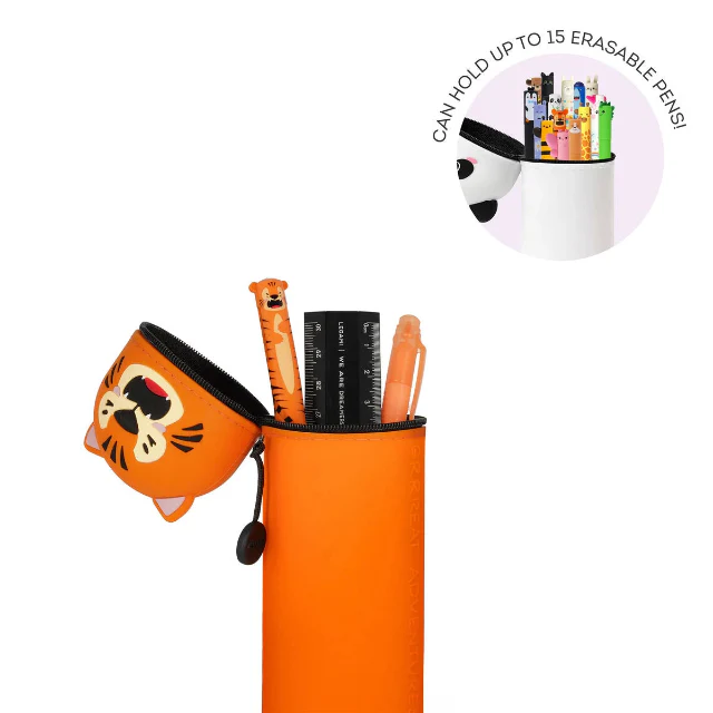 2-In-1 Silicone Pencil Case - Kawaii - Tiger - Image 3