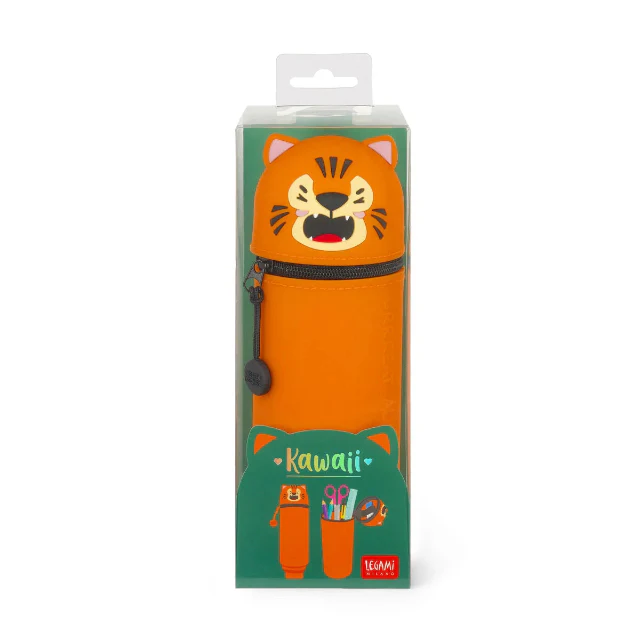 2-In-1 Silicone Pencil Case - Kawaii - Tiger - Image 4