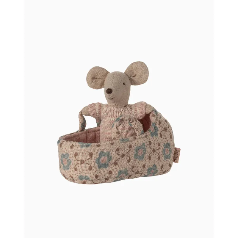 Baby mouse in carry cot - Rose - Image 4