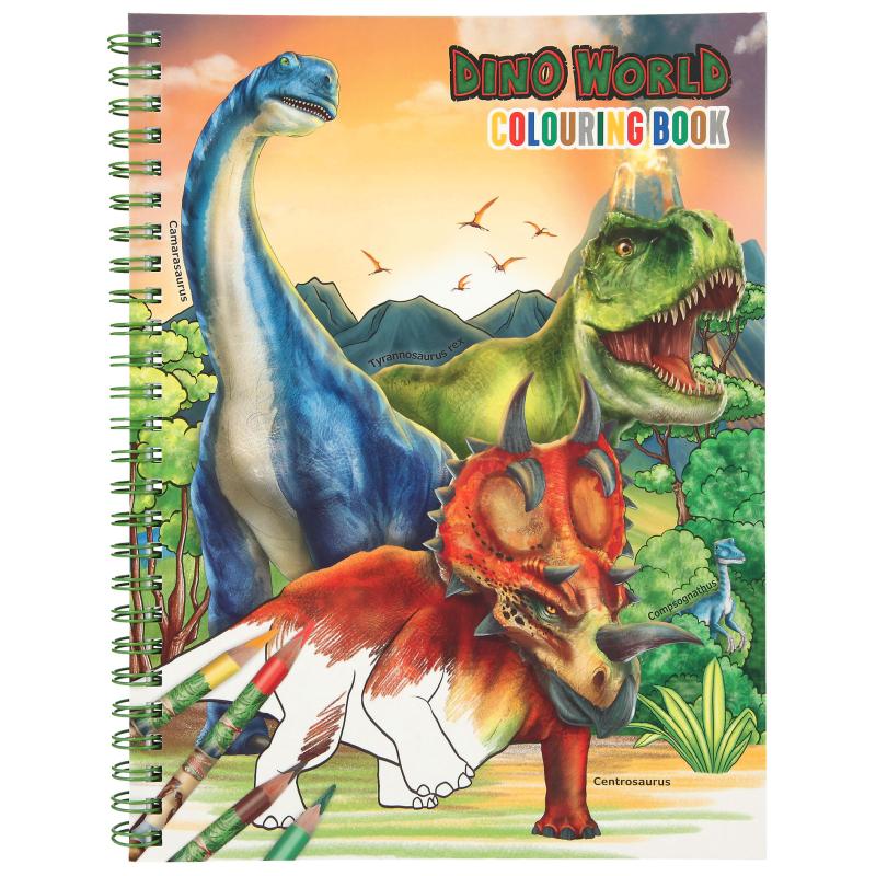 Dino World Colouring Book & Coloured Pencils - Image 3