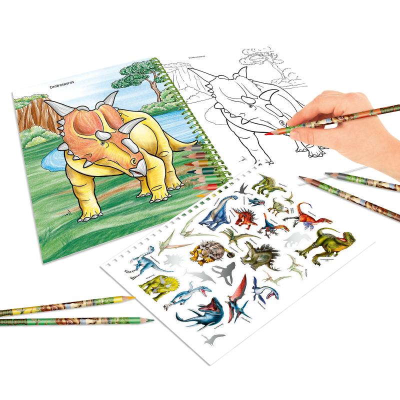 Dino World Colouring Book & Coloured Pencils - Image 6