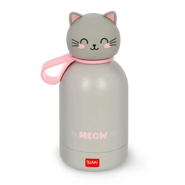 Kids Drinking Bottle - Grey Cat - Image 2