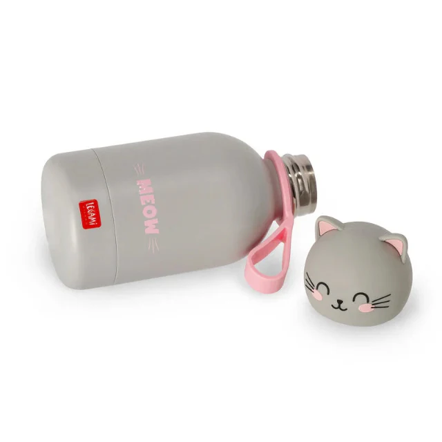 Kids Drinking Bottle - Grey Cat - Image 3