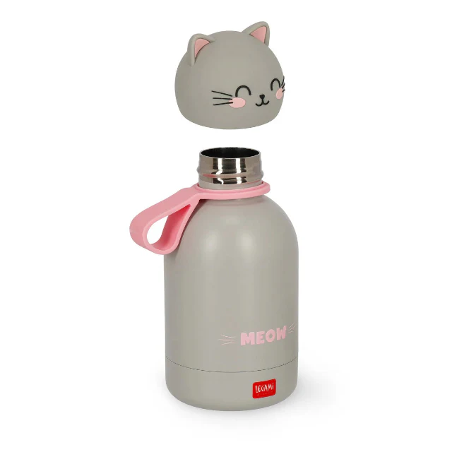 Kids Drinking Bottle - Grey Cat - Image 4