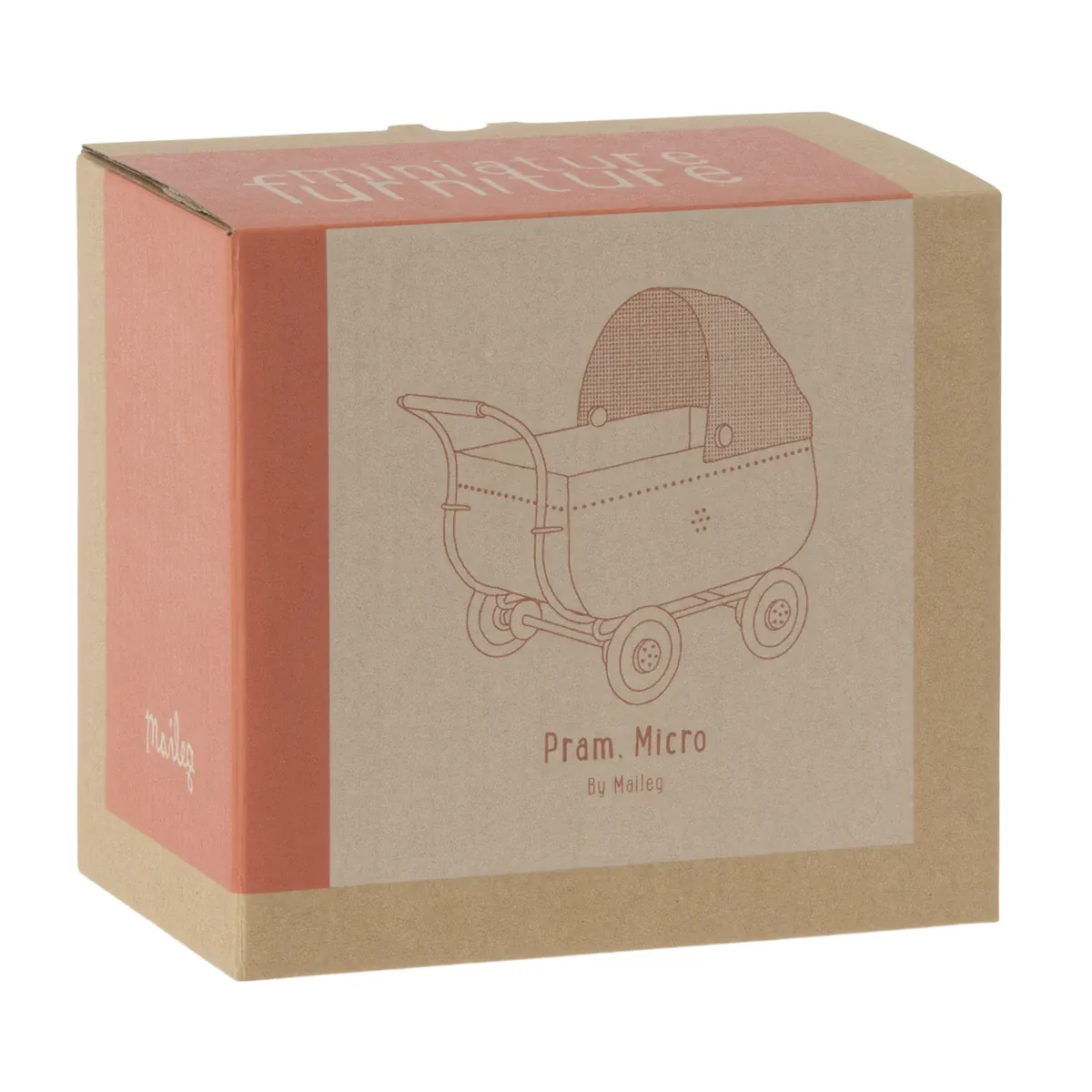 Maileg Micro Pram - Coral - Image 5