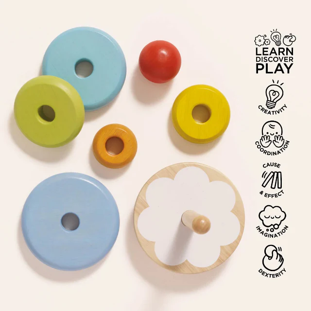 Rainbow Stacking Tower - Classic Wooden Toy - Image 3