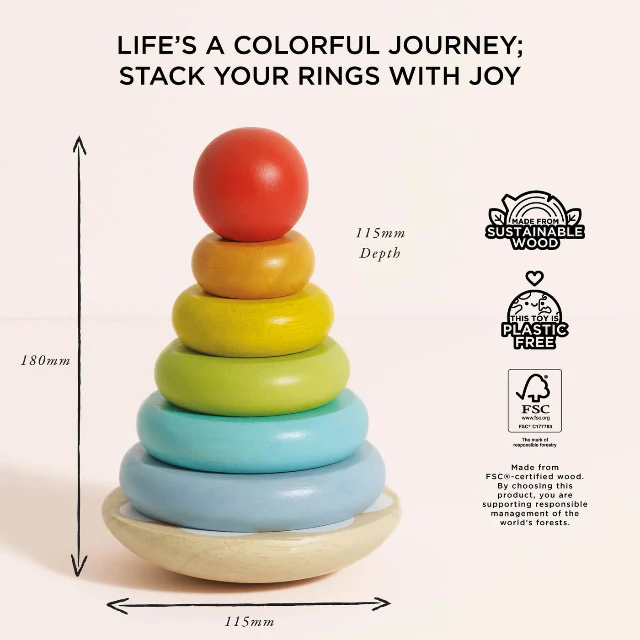 Rainbow Stacking Tower - Classic Wooden Toy - Image 4