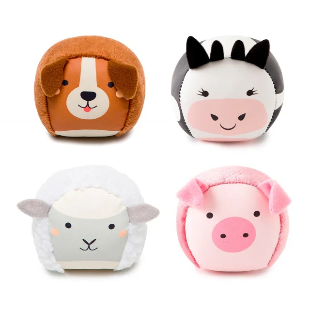Roly Poly Balls - Set of 4 plush balls - Farm