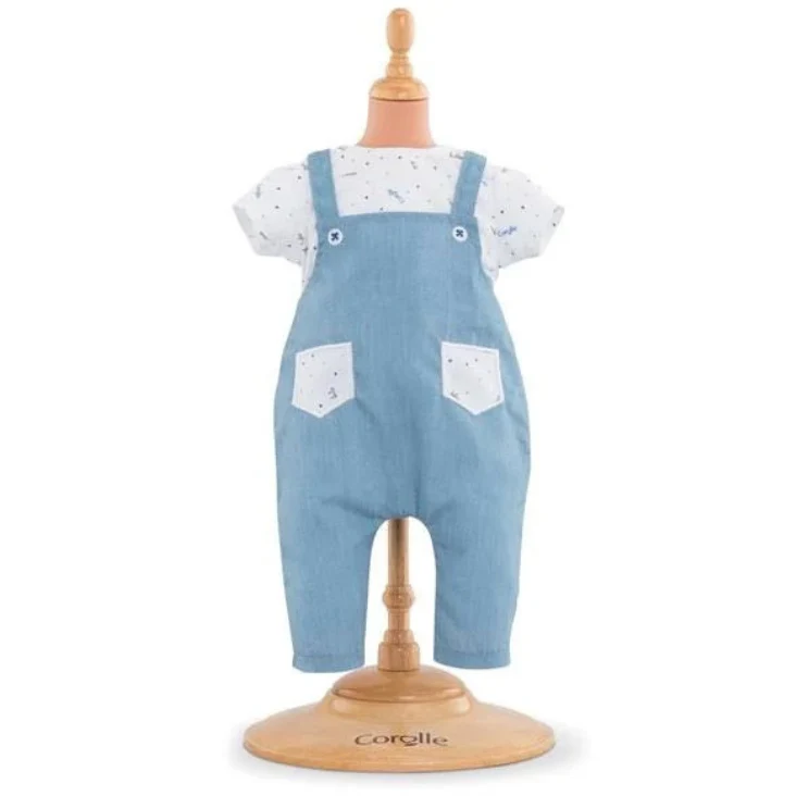 T-Shirt and Blue Overalls Set - 30 cm Baby Doll