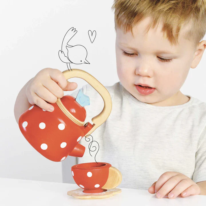 Vintage Dotty Wooden Kettle - Image 2