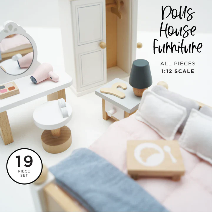 Wooden Dollhouse Furniture - Bedroom - Image 2