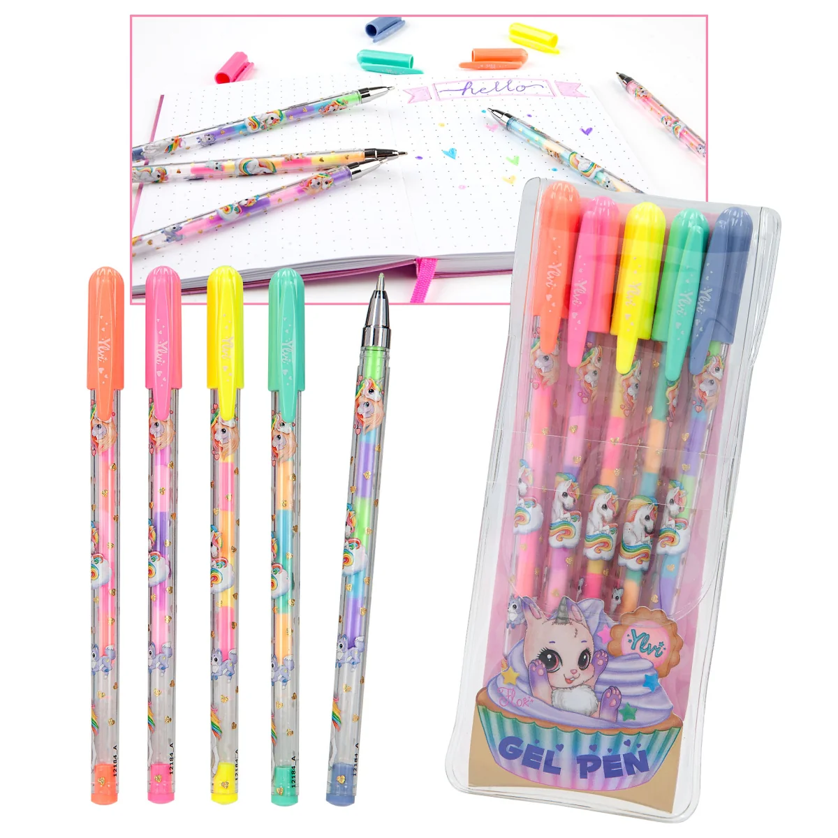 Ylvi Gel Pen Set 5 Rainbow Colours - Image 2